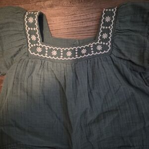 Old Navy Green Top with White Embroidery